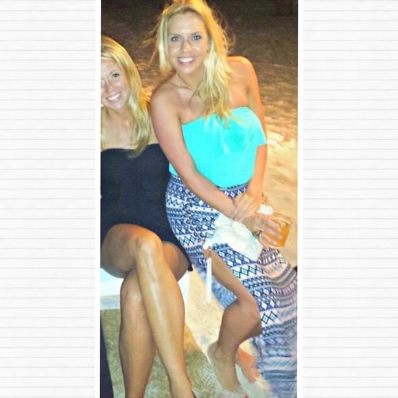 Front Slit Aztec Pattern Maxi Skirt - Picture 1 of 9